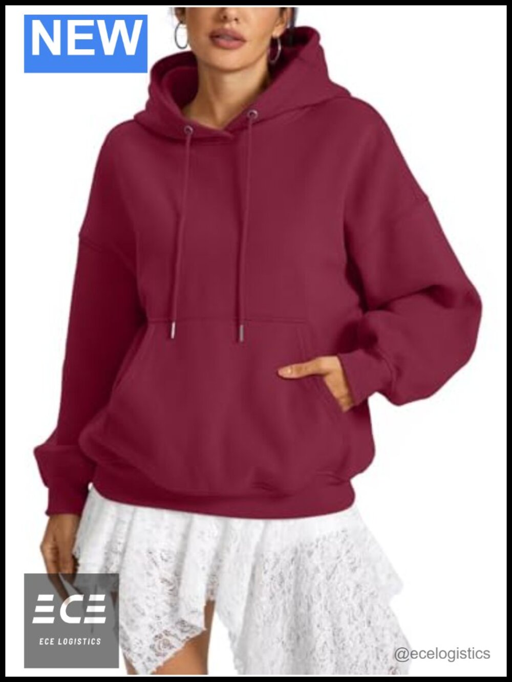 Womens Fleece Hoodie Kangaroo Pocket Oversized Pullover Sweatshirt